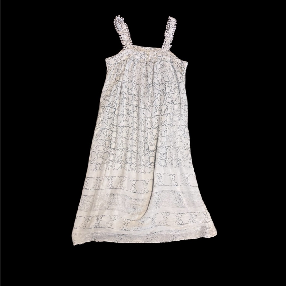 Soft Surroundings White Blue Lightweight Gauze Flowy Boho Pajamas Nightgown PJs